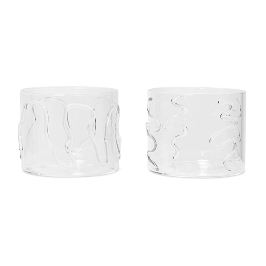 ferm LIVING Doodle juomalasi low 2-pakkaus 20 cl