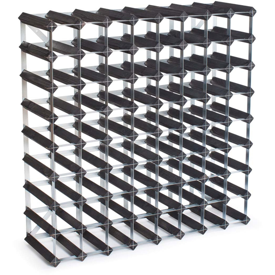 Traditional Wine Racks Black Ash -viinipulloteline, 72 pulloa