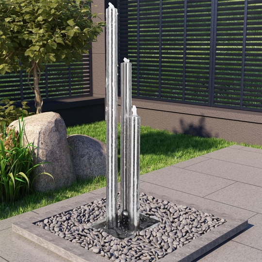 vidaXL Puutarhan suihkulähde hopea 48x34x153 cm ruostumaton teräs