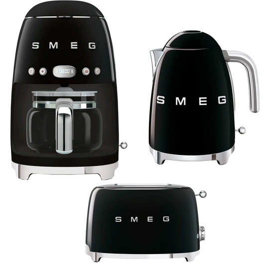 Smeg Aamiaispaketti kahvinkeitin, leivänpaahdin ja vedenkeitin, Musta