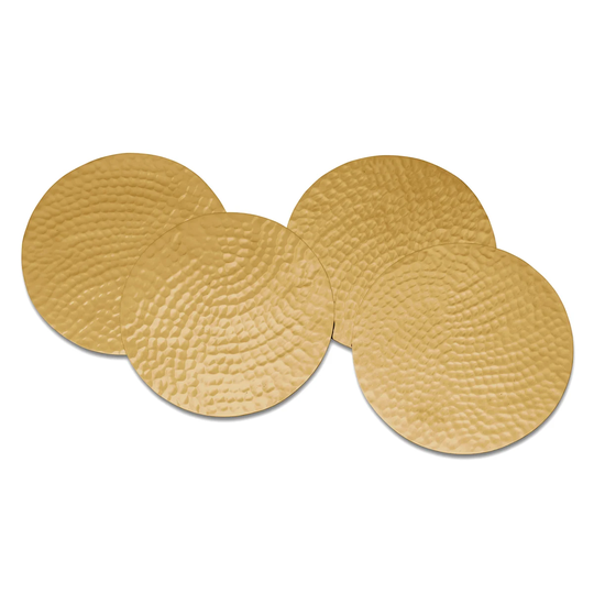 Classic Collection Lasinalunen hammered Ø 10 cm, 4-pakkaus Messinki