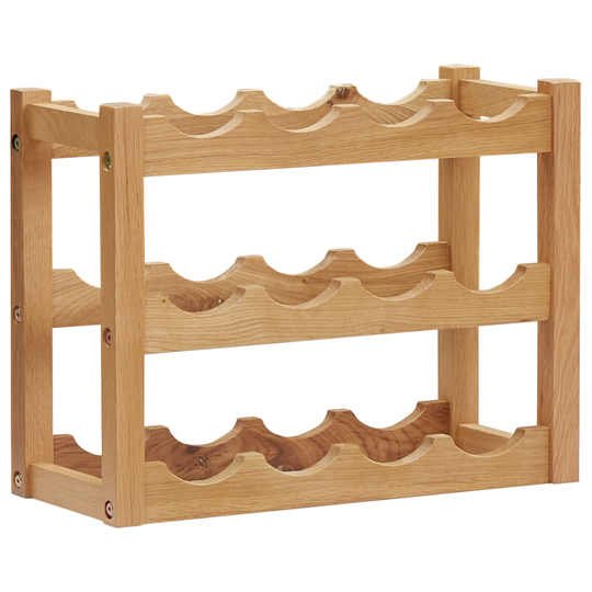 vidaXL Viinipulloteline 12 pullolle 47x21x36 cm täysi tammi
