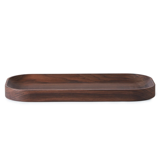 Warm Nordic Carved Wood -tarjotin, ovaali Saksanpähkinä