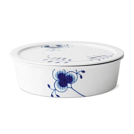 Royal Copenhagen Sininen Mega Riflet kulho kannella 145 cl