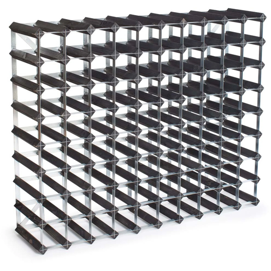 Traditional Wine Racks Black Ash -viinipulloteline, 90 pulloa