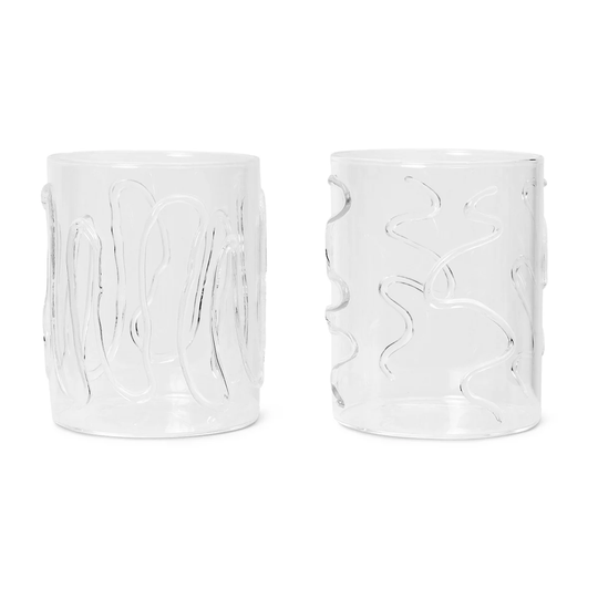 ferm LIVING Doodle juomalasi tall 2-pakkaus 35 cl
