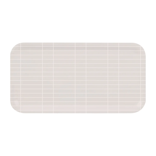 Muurla Checks & Stripes -tarjotin 22 x 43 cm Beige-valkoinen