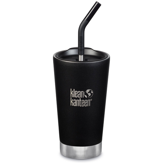 Klean Kanteen Termosmuki, jossa Straw Lid -kansi, 473 ml, musta