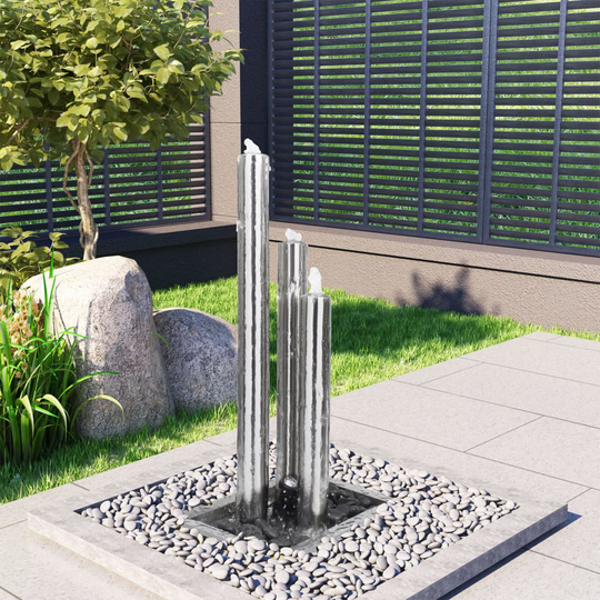 vidaXL Puutarhan suihkulähde hopea 48x34x88 cm ruostumaton teräs